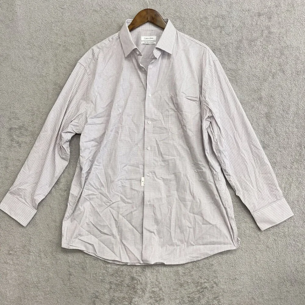 NEW Calvin Klein Men's XL Tech Active Stretch Dress Shirt Checkered Pattern - Picture 4 of 11